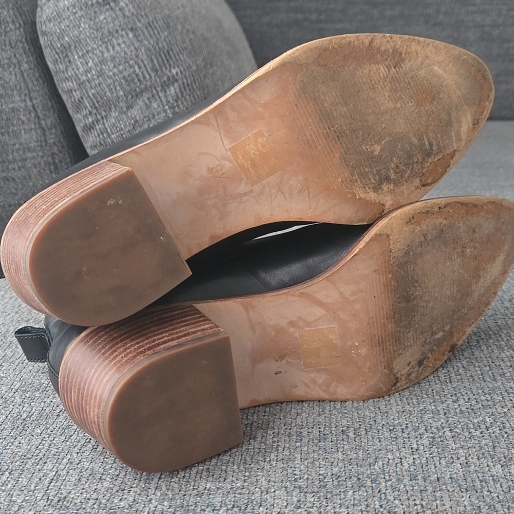Madewell Black Leather Bonham Chelsea Western Ankle Booties Size 9.5 - Picture 6 of 16